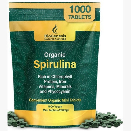 Biogenesis Spirulina Mini Tablets – 200mg, 1000 Tablets