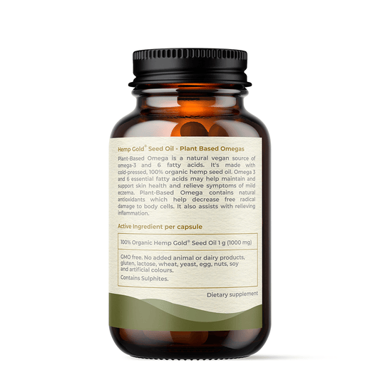Plant-Based Omega Hemp Seed Oil Capsules, back label