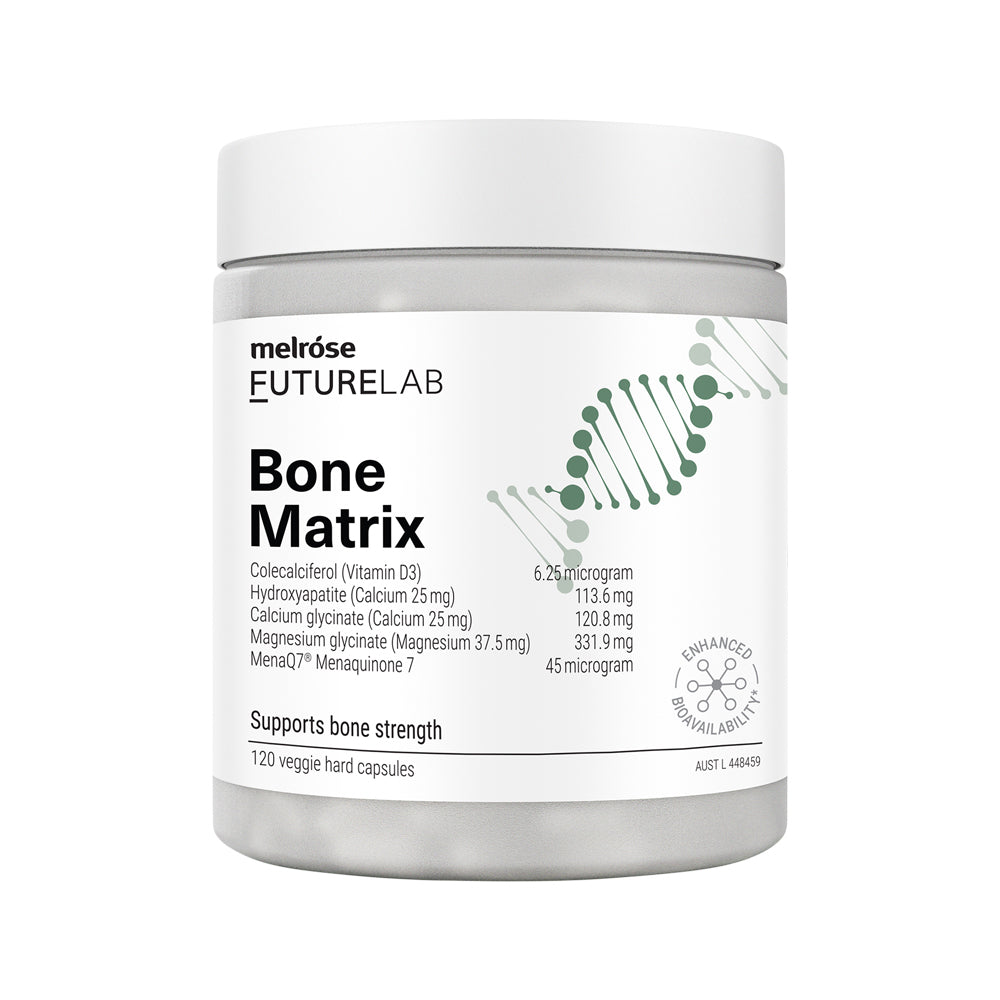 Melrose FutureLab Bone Matrix – 120 Vege Capsules, front of pack