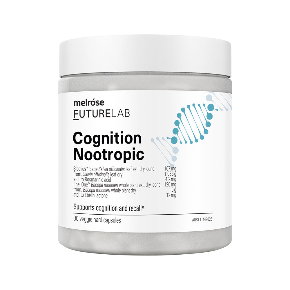 Melrose FutureLab Cognition Nootropic – 30 Vege Capsules, front of pack
