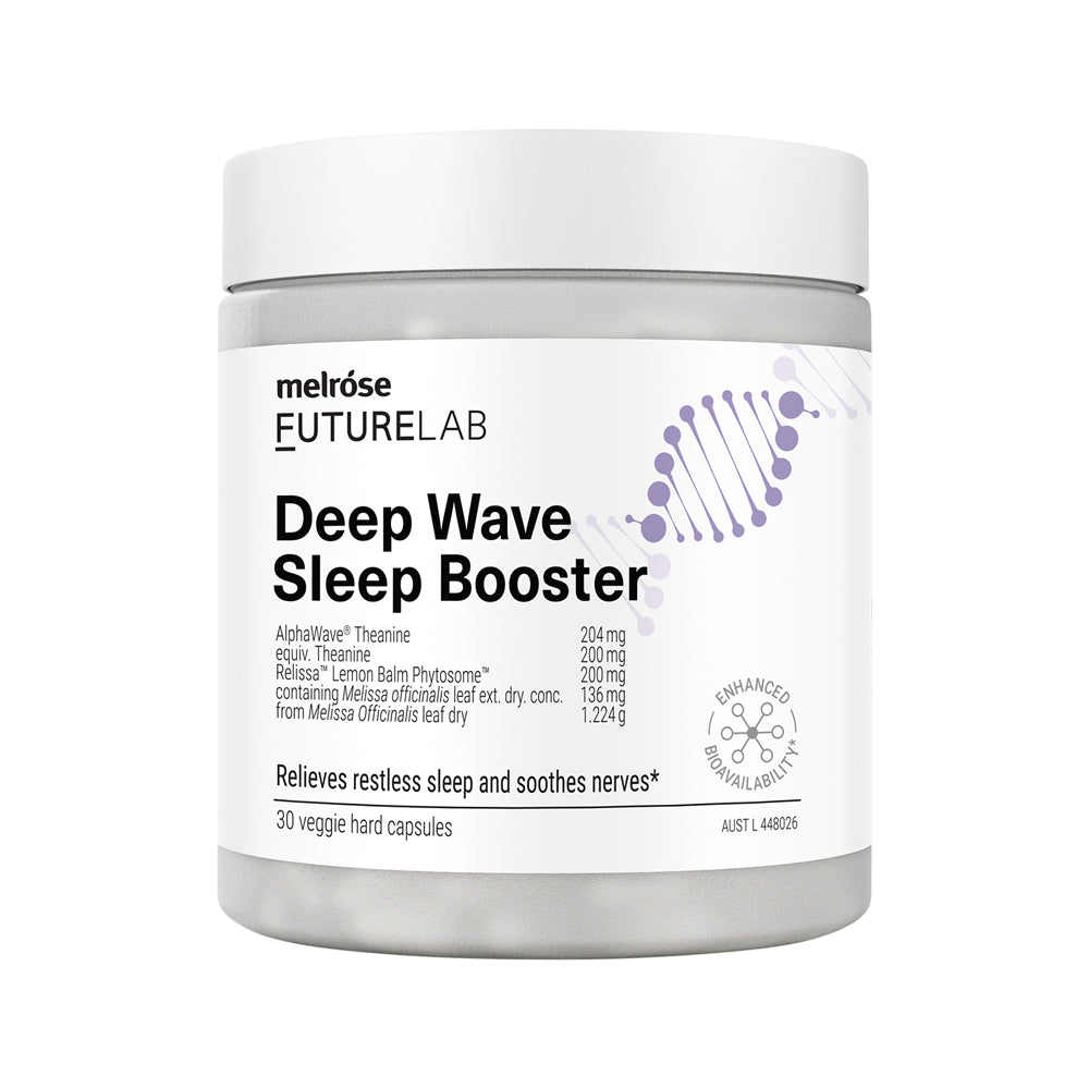 Melrose FutureLab Deep Wave Sleep Booster – 30 Vege Capsules, front of pack