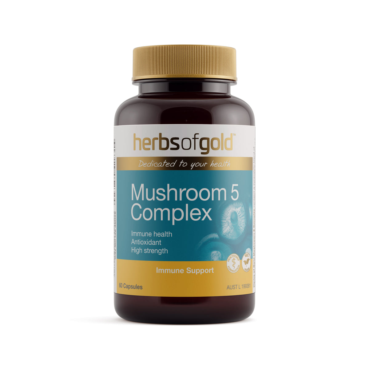Herbs of Gold Mushroom 5 Complex – 60 Vege Capsules