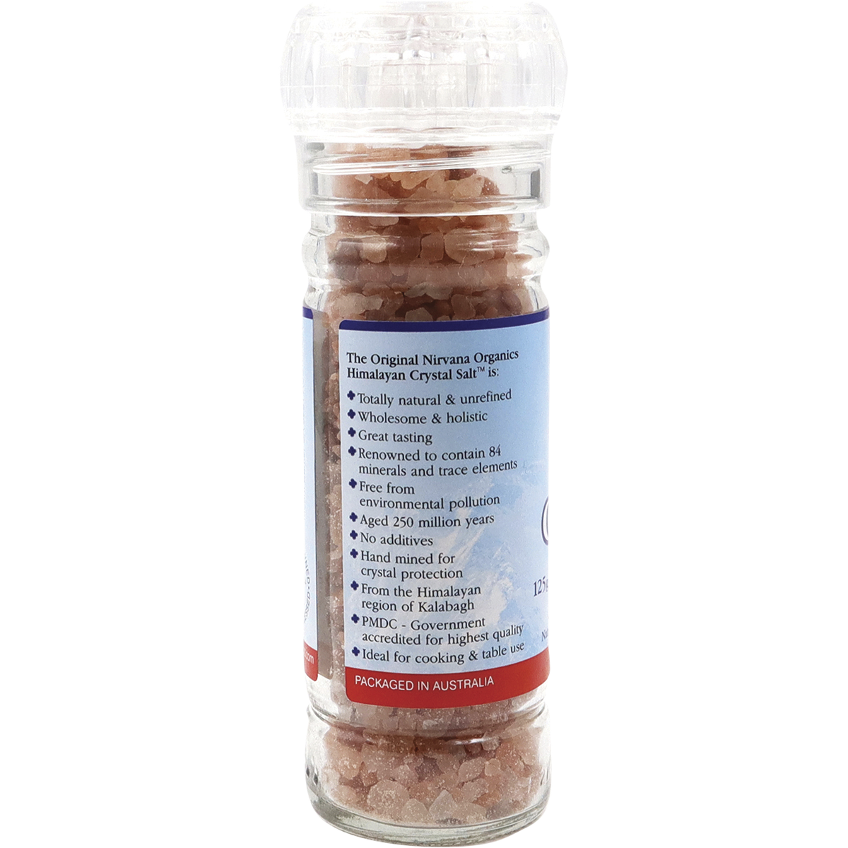 Nirvana Organics Himalayan Salt Granules Glass Grinder – 125g, pack detail