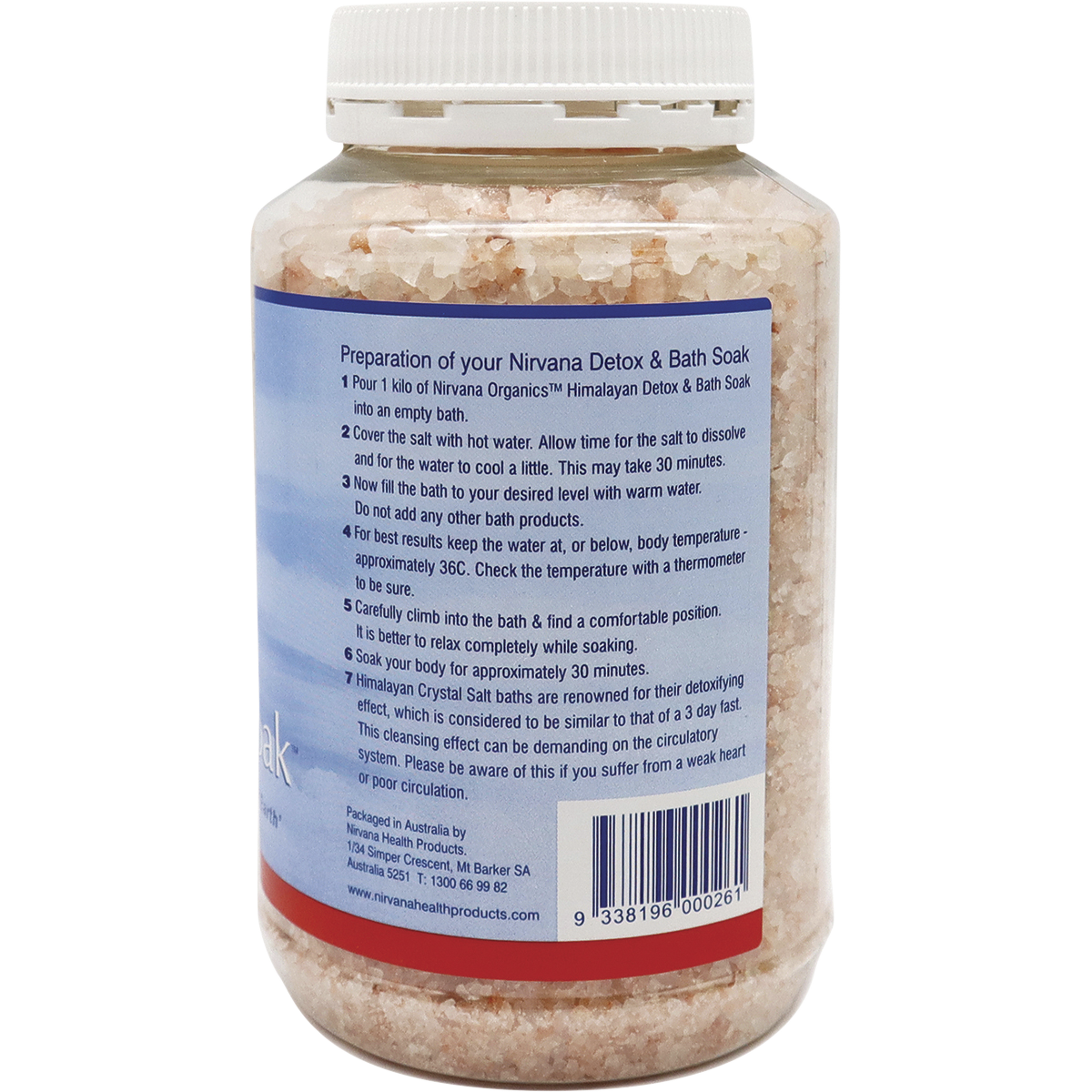 Nirvana Organics Himalayan Crystal Salt Detox Bath Soak – 1kg, pack detail