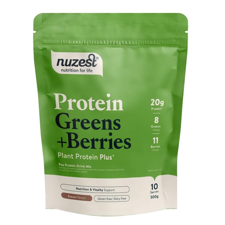 Nuzest Protein + Greens – Berries & Cocoa, 300g