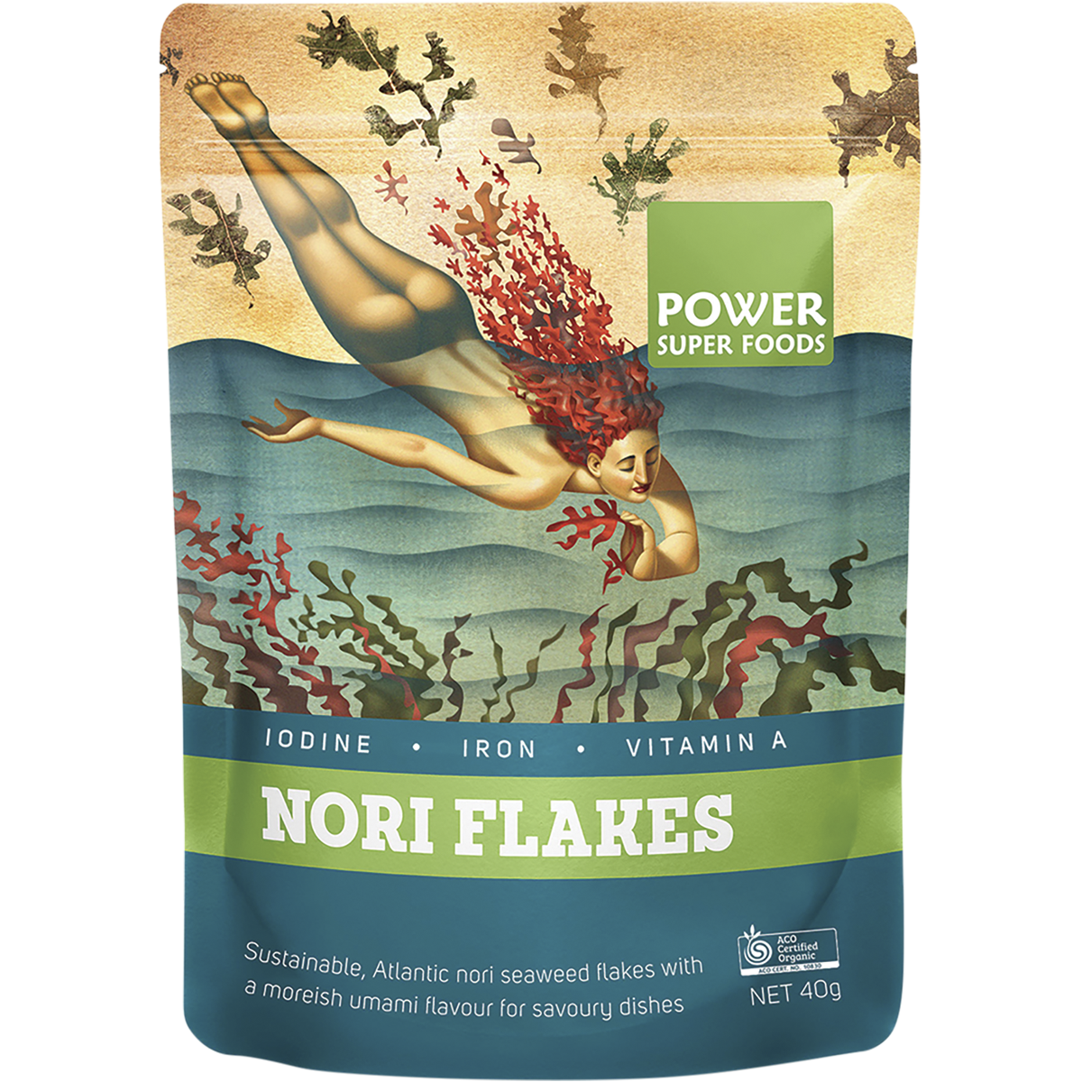 Power Super Foods Organic Nori Flakes – 40g, front of pack