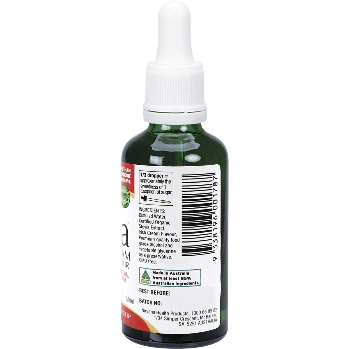 Nirvana Organics Liquid Stevia Irish Cream – 50ml, pack detail