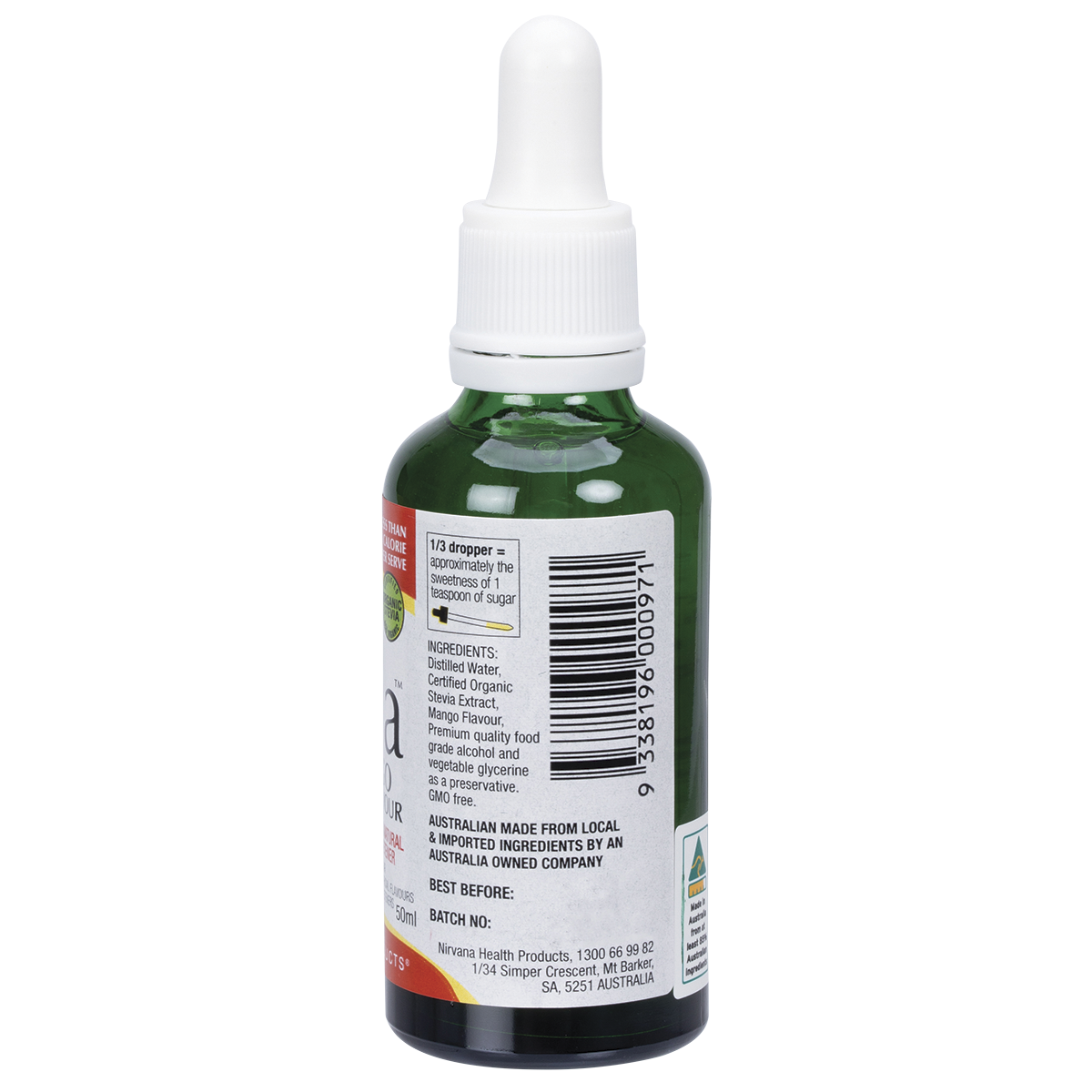Nirvana Organics Liquid Stevia Mango – 50ml, pack detail