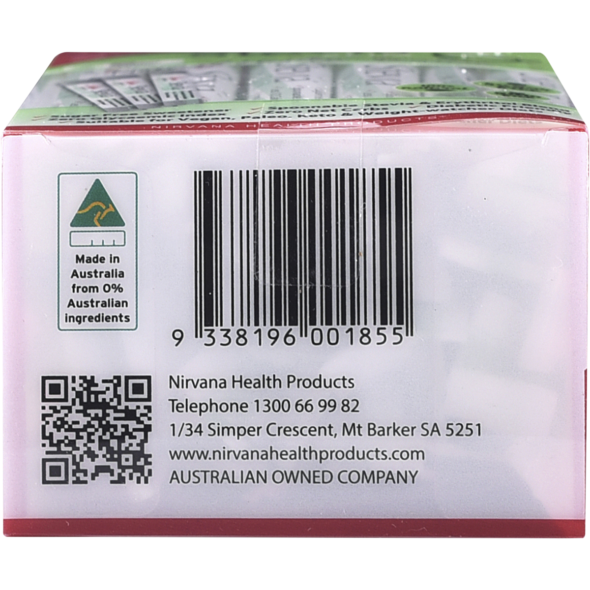 Nirvana Organics Stevia Slim Sweetener Sticks – 50 x 2g, pack detail