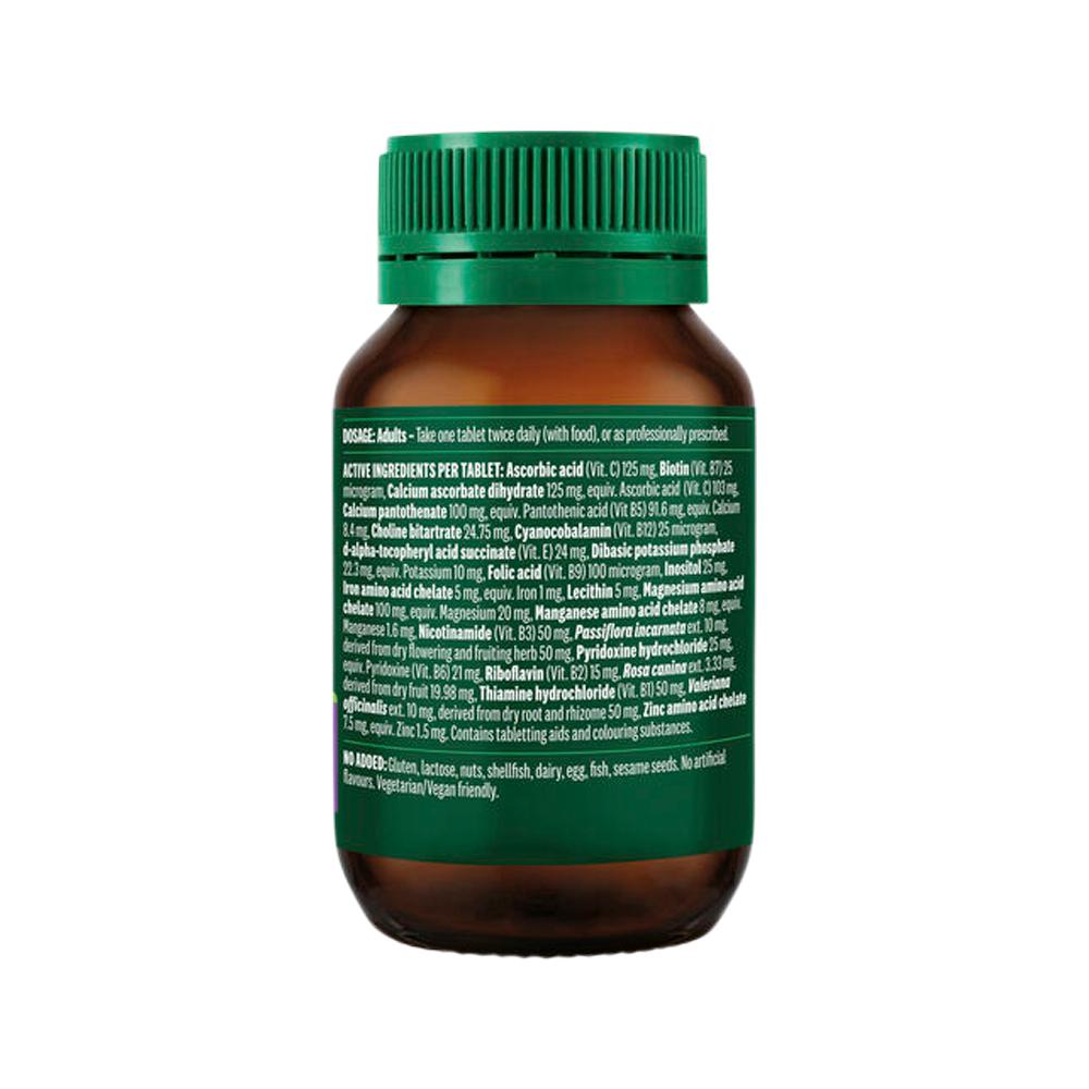 Thompson's B Complex Plus Herbs – 60 Tablets, back of pack