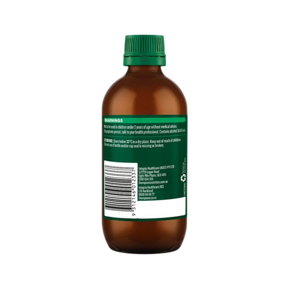Thompson's Echinacea Complex Oral Liquid – 200ml, back of pack