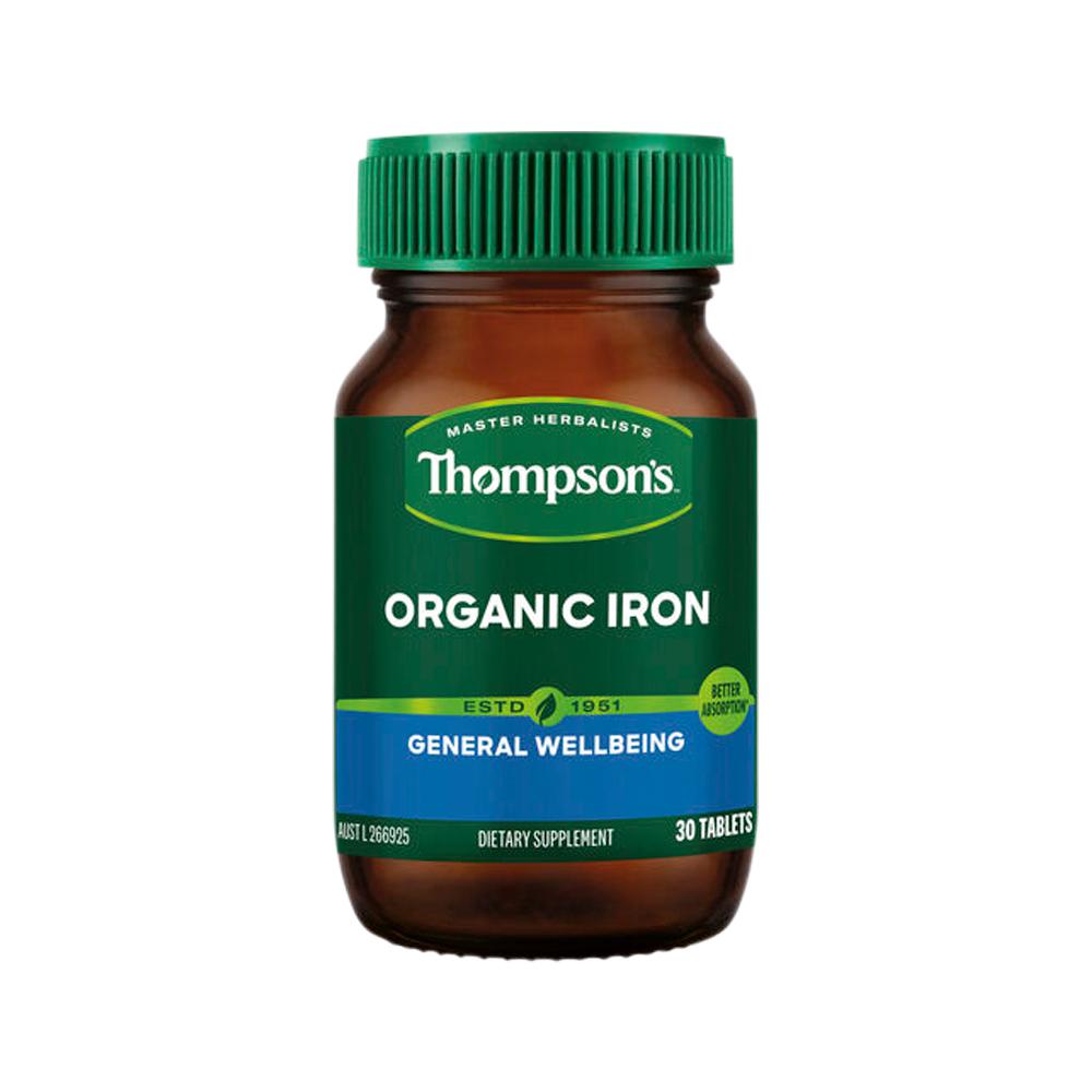Thompson's Organic Iron – 30 Tablets, front of pack