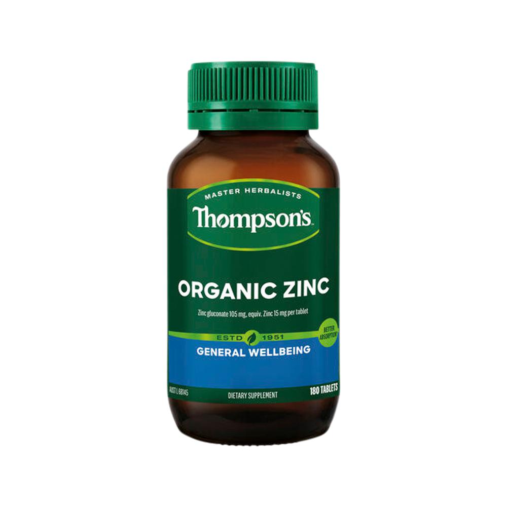 Thompson's Organic Zinc – 180 Tablets, front of pack