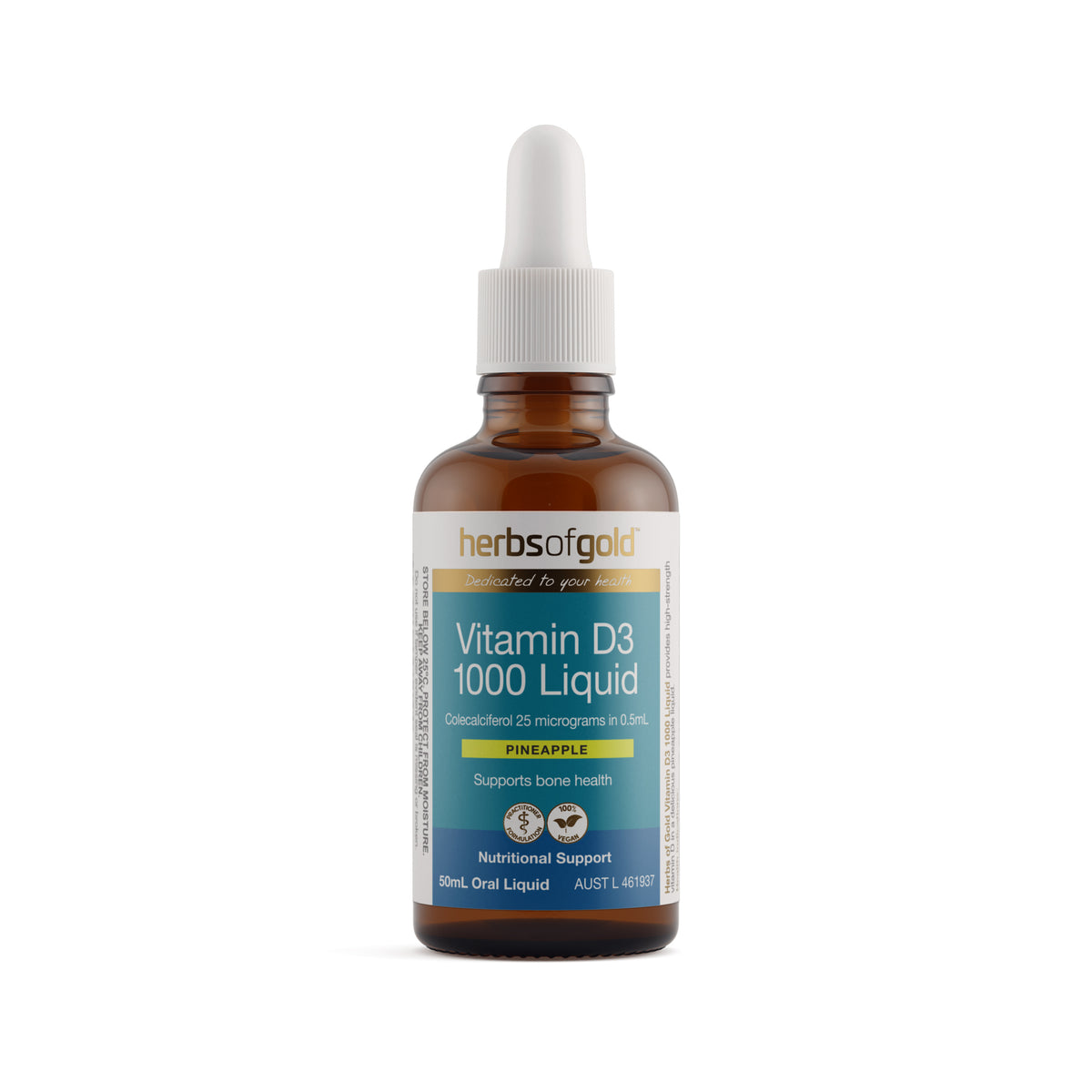 Herbs of Gold Vitamin D3 1000 Liquid Pineapple – 50ml