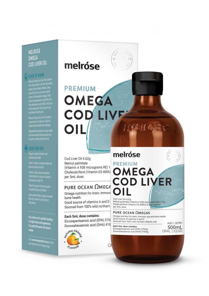 Melrose Cod Liver Oil (Health & Vision) – 500ml, front of pack