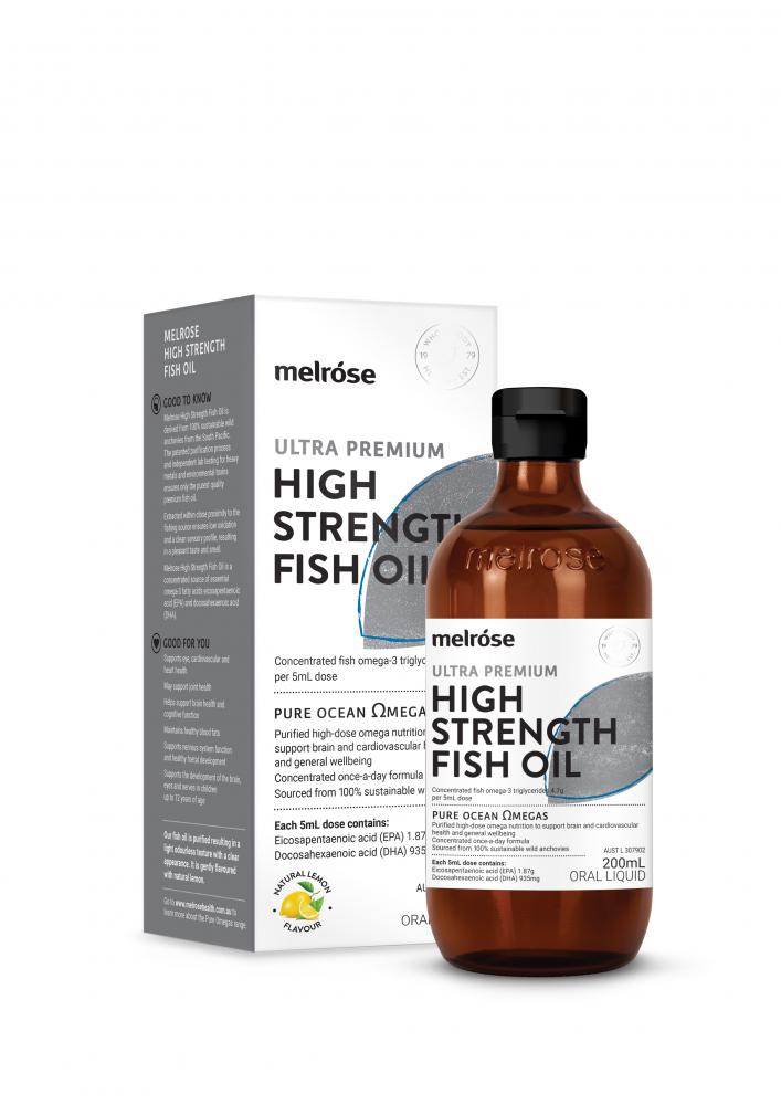 Melrose Ultra Premium High Strength Fish Oil – 200ml, front of pack