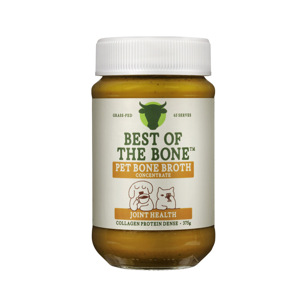 Best of the Bone Bone Buddies Pet Bone Broth Beef Concentrate with Organic Turmeric-Ginger – 375g, front of pack