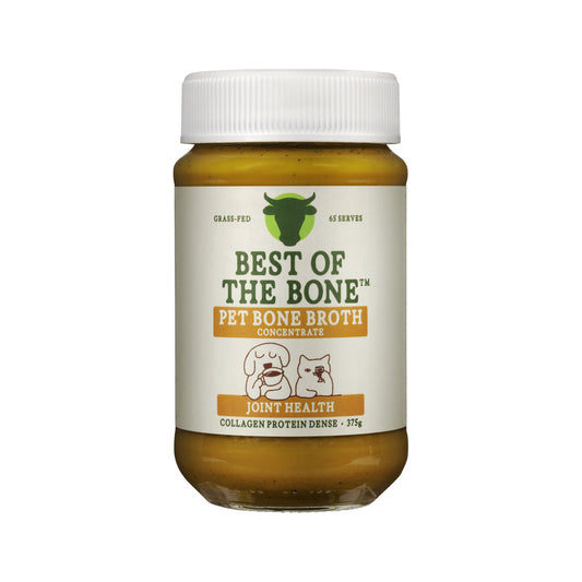 Best of the Bone Bone Buddies Pet Bone Broth Beef Concentrate with Organic Turmeric-Ginger – 375g, front of pack