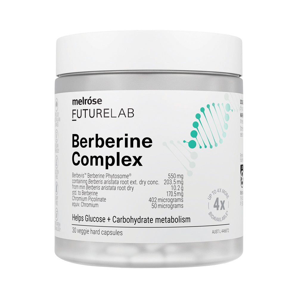 Melrose FutureLab Berberine Complex – 30 Vege Capsules, front of pack