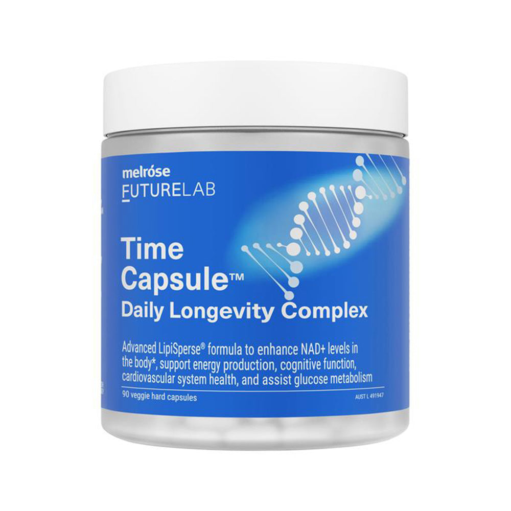 Melrose FutureLab Time Capsule Daily Longevity Complex – 90 Vege Capsules, front of pack