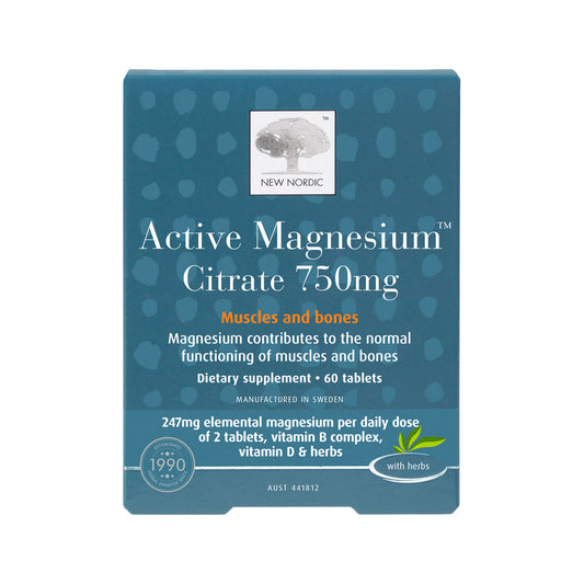 New Nordic Active Magnesium Citrate 750mg – 60 Tablets, front of pack