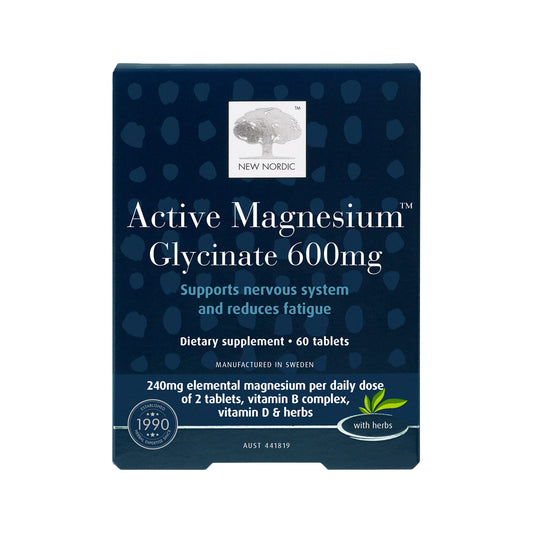 New Nordic Active Magnesium Glycinate 600mg – 60 Tablets, front of pack
