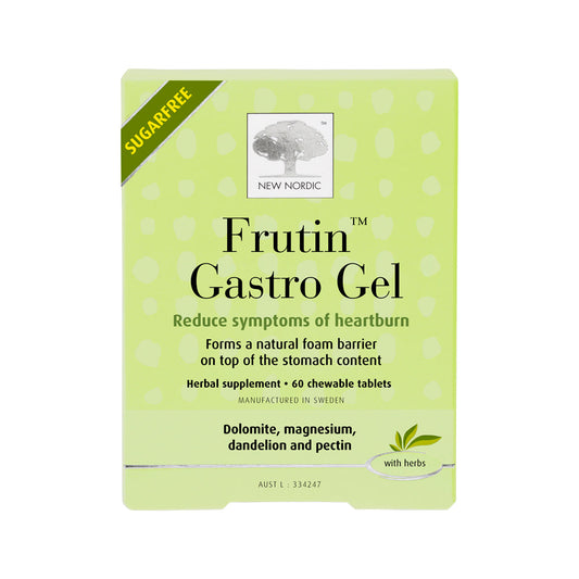 New Nordic Fruitin Gastro Gel Chewable – 60 Tablets, front of pack
