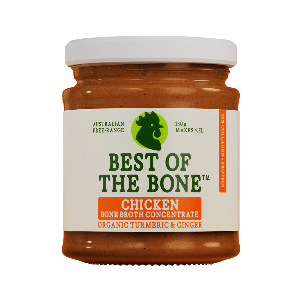 Best of the Bone Chicken Bone Broth Concentrate Organic Turmeric & Ginger – 180g, front of pack