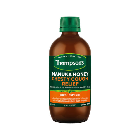 Thompson's Manuka Honey Chesty Cough Relief – 200ml, front of pack