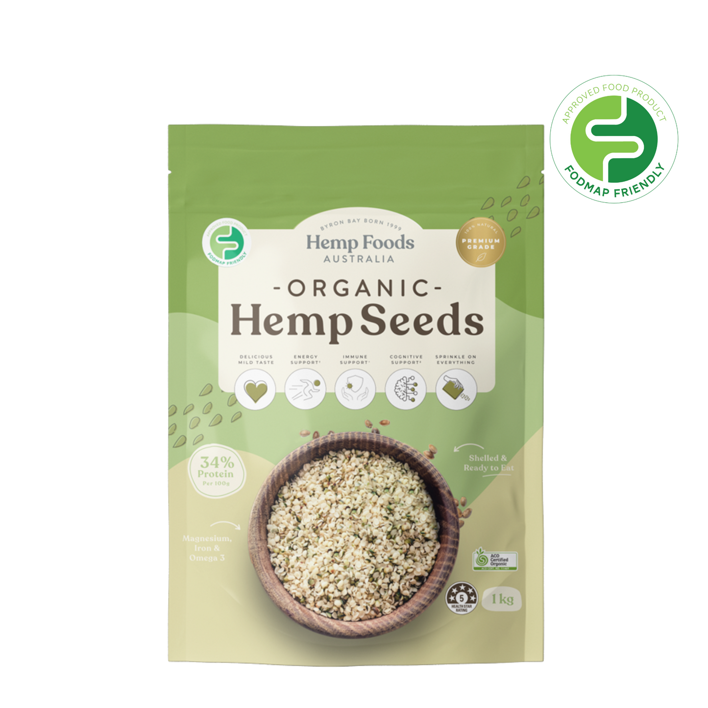 Organic Hulled Hemp Seeds 1kg pack