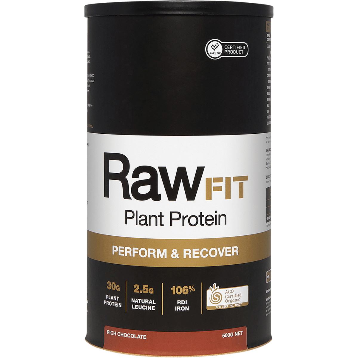 Amazonia RawFit Plant Protein Perform & Recover Rich Chocolate – 500g, front of pack