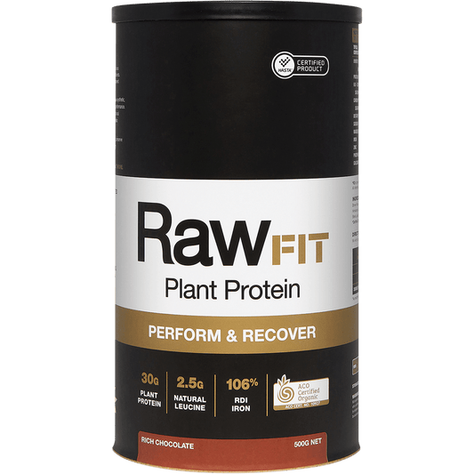 Amazonia RawFit Plant Protein Perform & Recover Rich Chocolate – 500g, front of pack