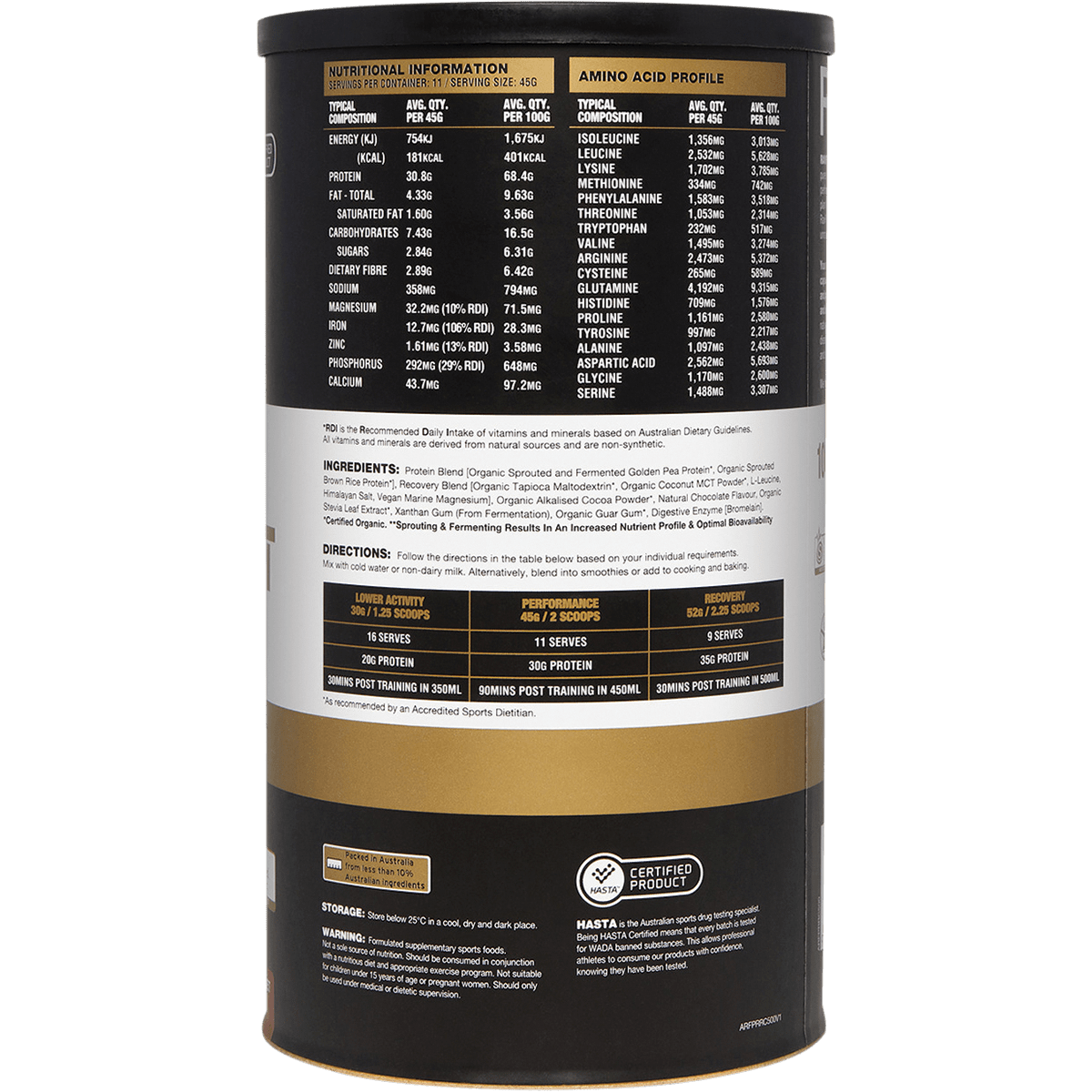 Amazonia RawFit Plant Protein Perform & Recover Rich Chocolate – 500g, pack detail