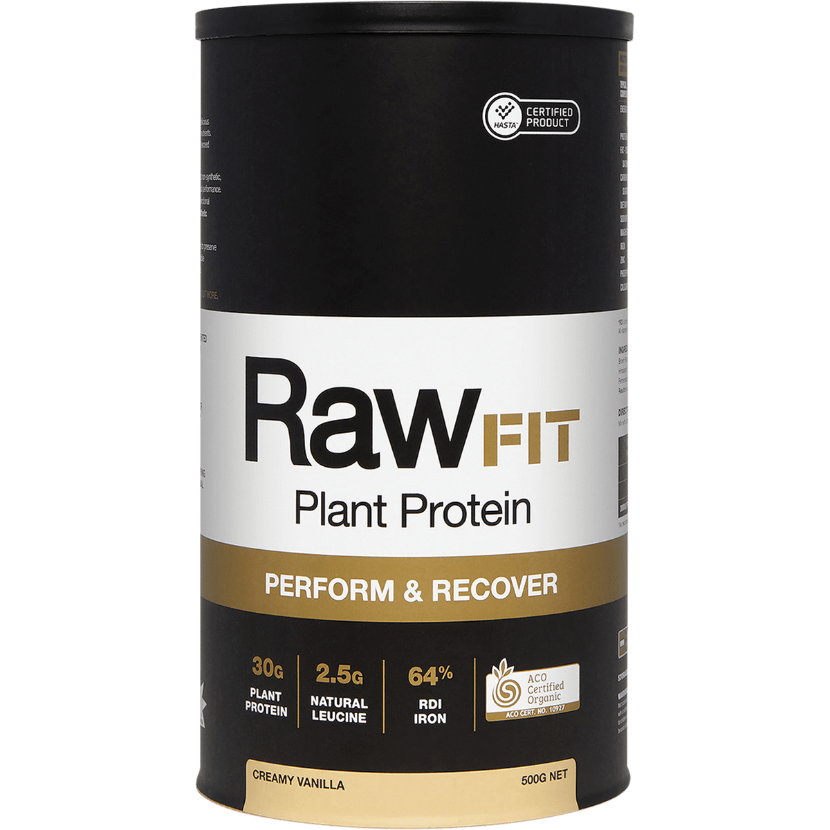 Amazonia RawFit Plant Protein Perform & Recover Creamy Vanilla – 500g, front of pack