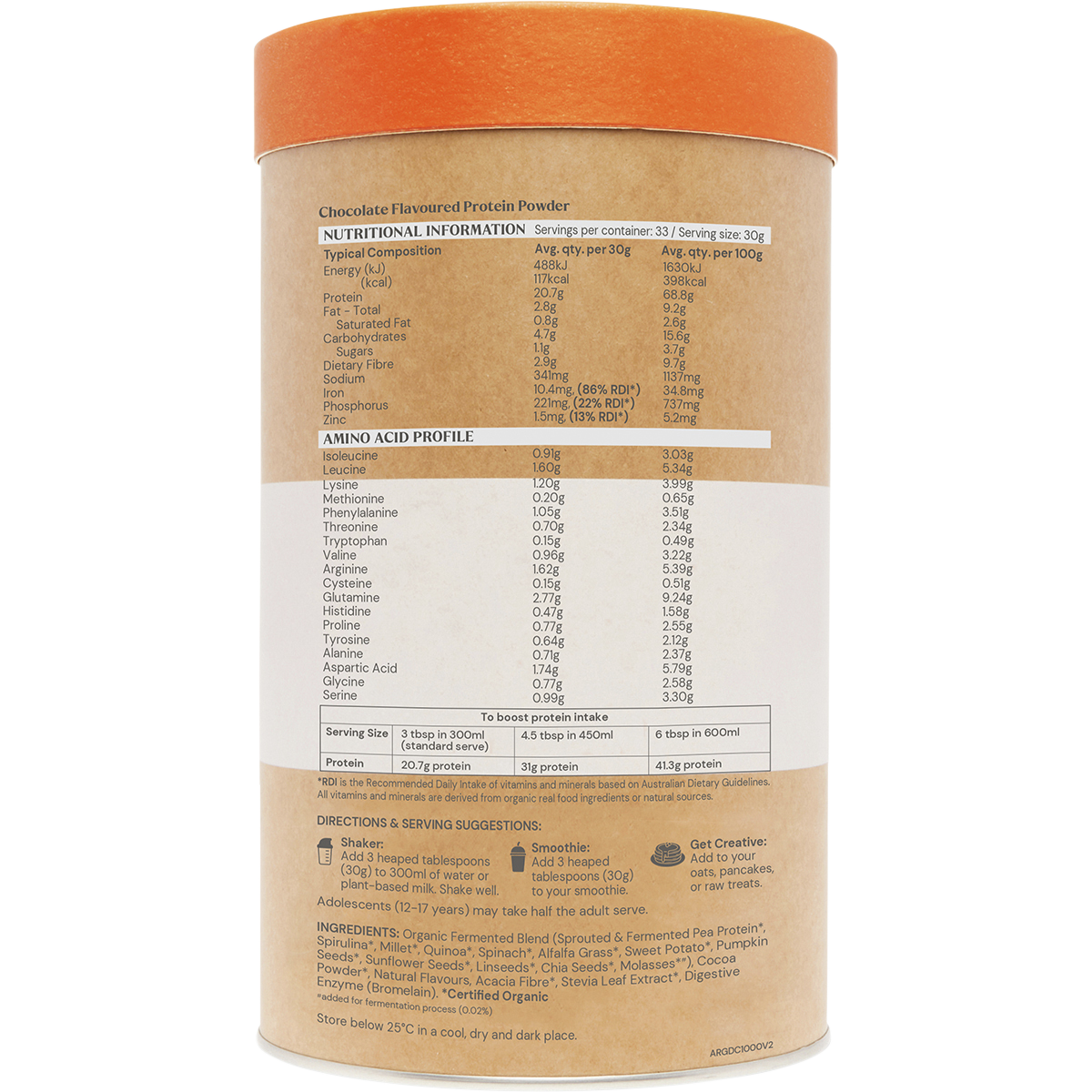 Amazonia Raw Gentle Digest Paleo Protein Chocolate – 1kg, pack detail
