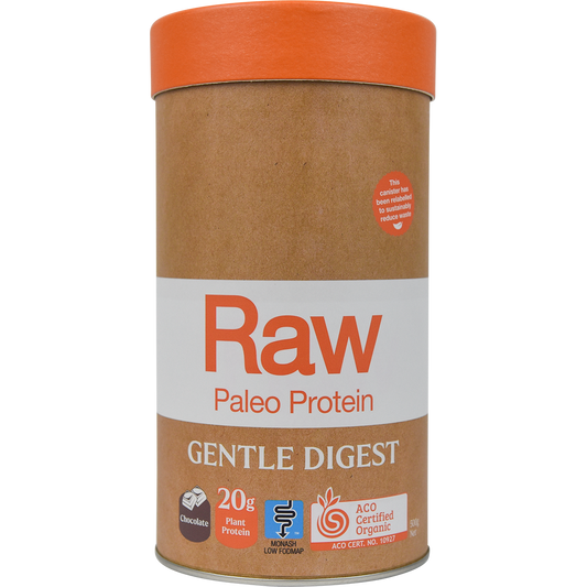 Amazonia Raw Gentle Digest Paleo Protein Chocolate – 500g, front of pack