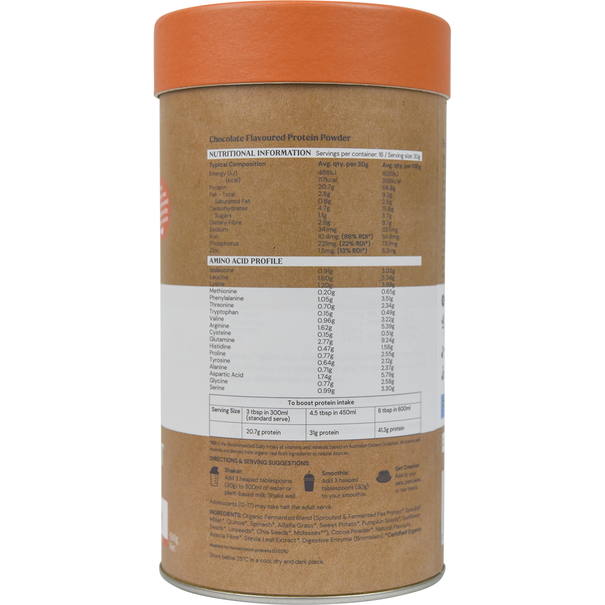 Amazonia Raw Gentle Digest Paleo Protein Chocolate – 500g, pack detail