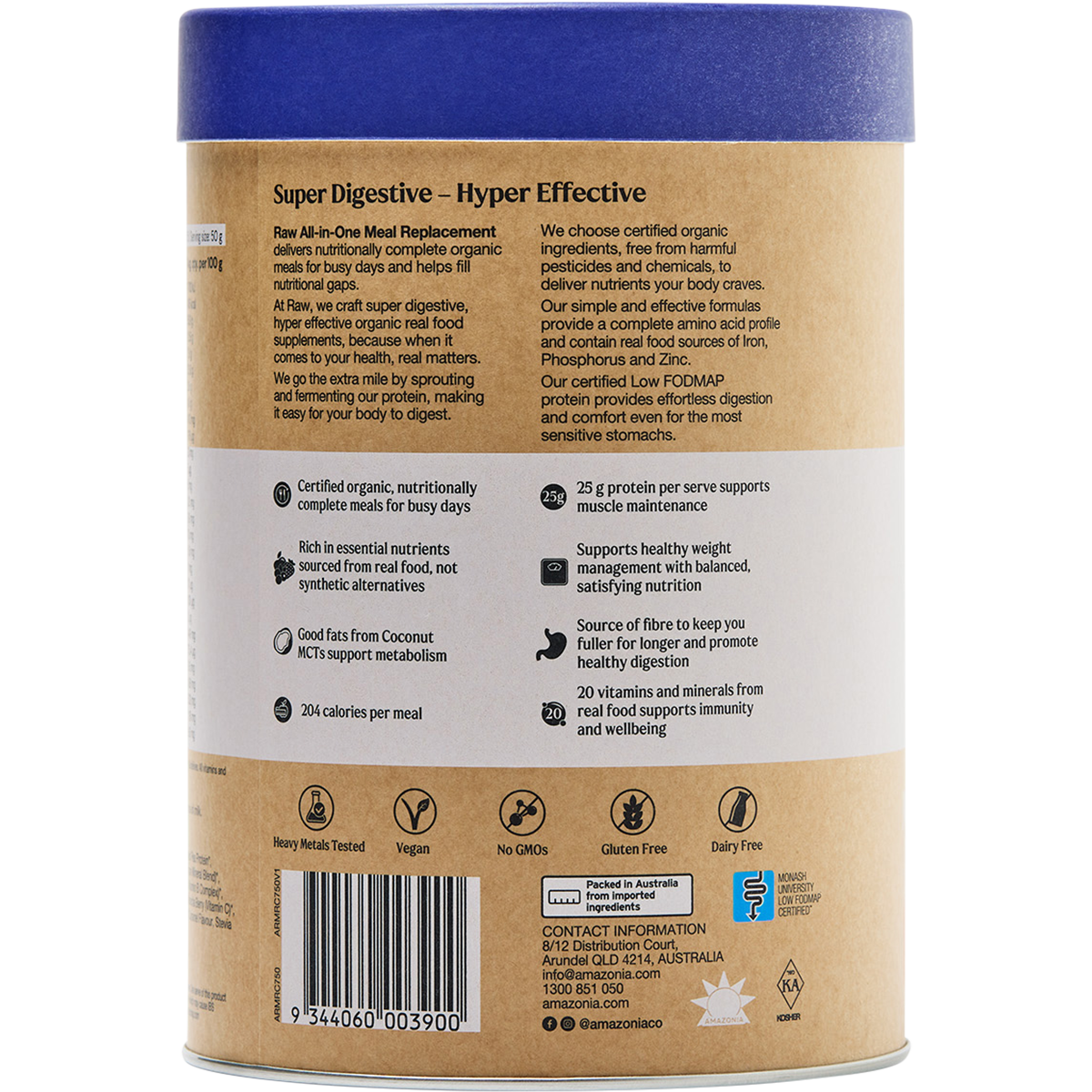 Amazonia Raw All-In-One Meal Replacement Burnt Caramel – 750g, pack detail