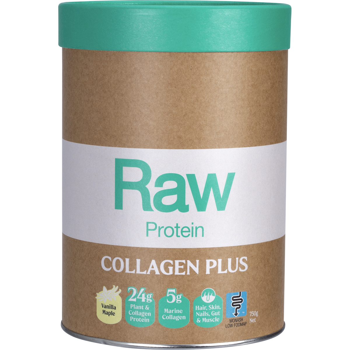 Amazonia Raw Protein Collagen Plus Vanilla Maple – 750g, front of pack