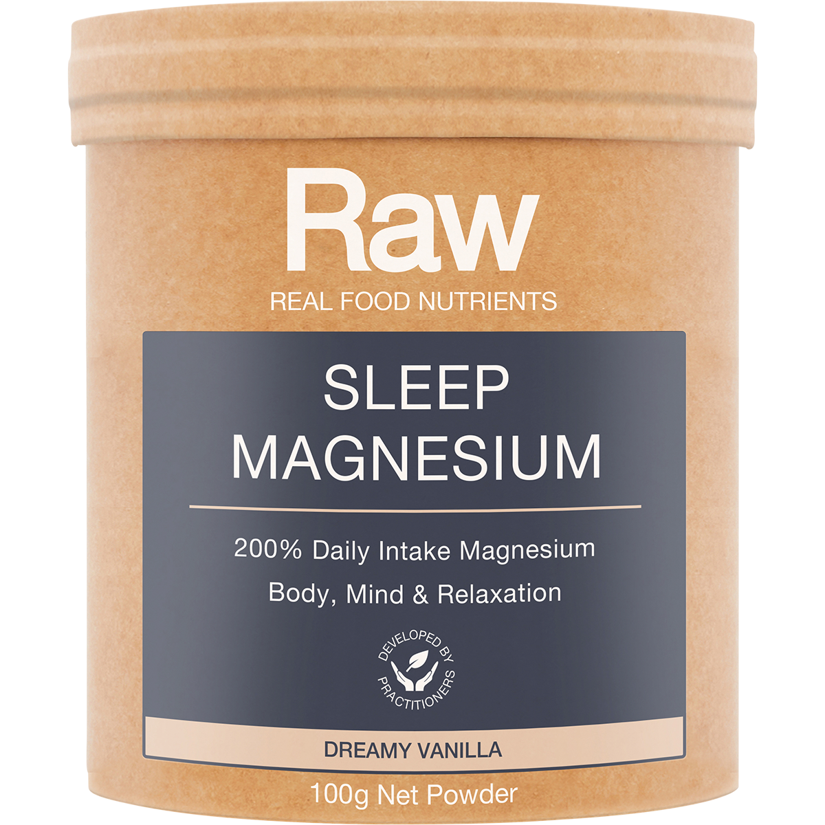 Amazonia Raw Sleep Magnesium Dreamy Vanilla – 100g, front of pack