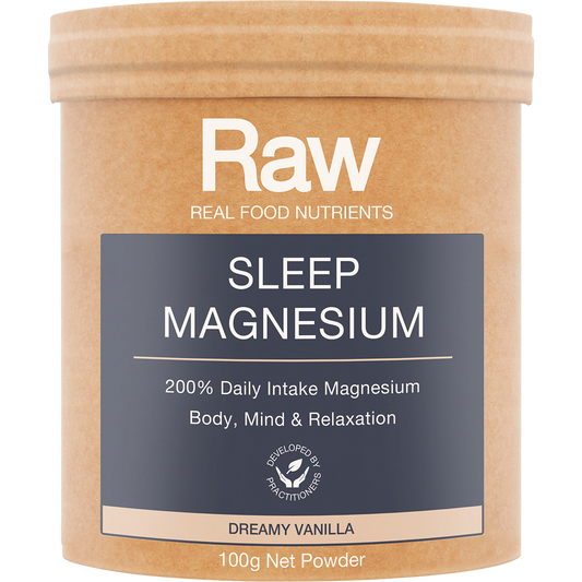 Amazonia Raw Sleep Magnesium Dreamy Vanilla – 100g, front of pack