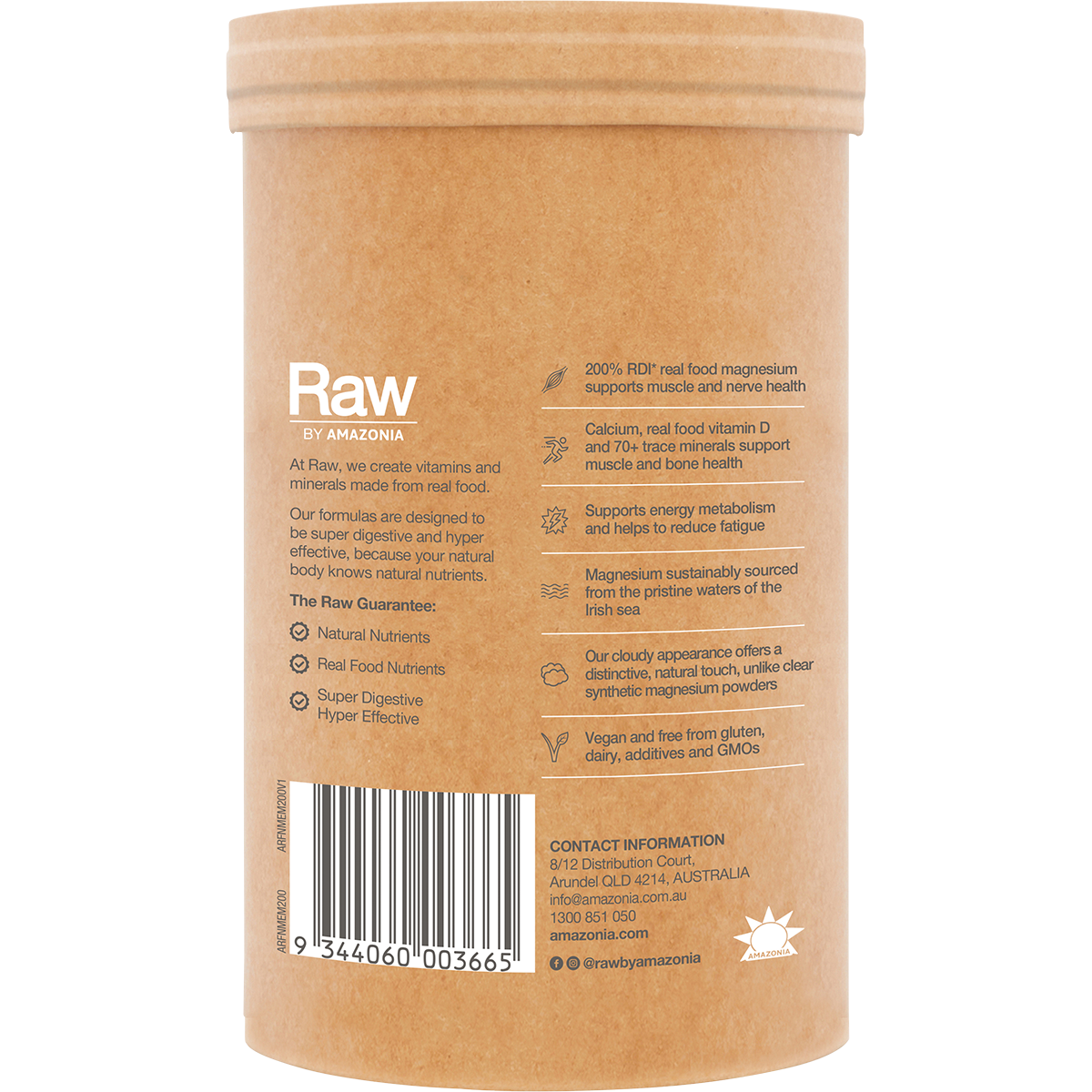 Amazonia Raw Muscle Magnesium Creamy Mango – 200g, pack detail