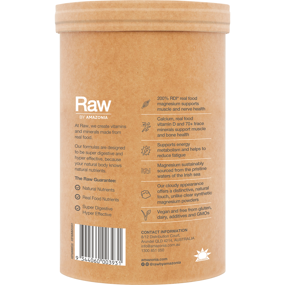 Amazonia Raw Muscle Magnesium Creamy Mango – 500g, pack detail
