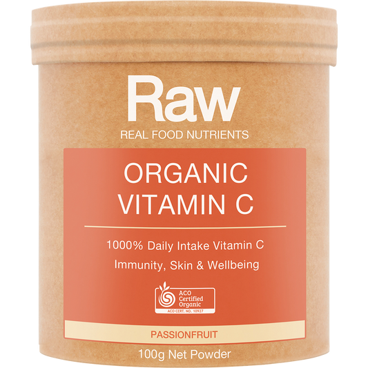 Amazonia Raw Organic Vitamin C Passionfruit – 100g, front of pack