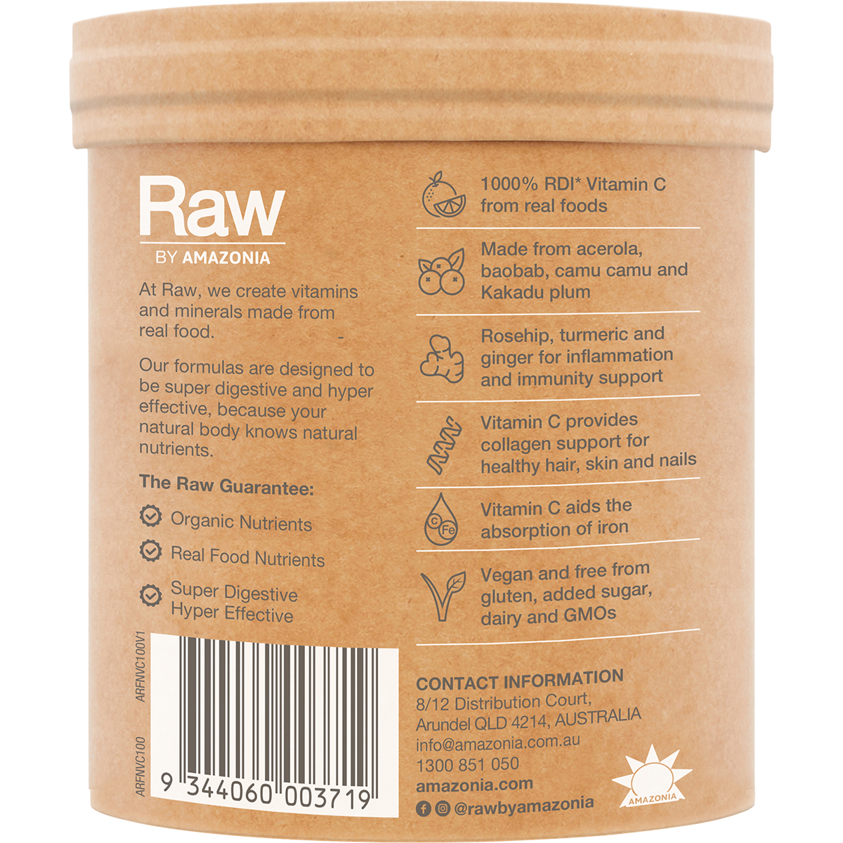 Amazonia Raw Organic Vitamin C Passionfruit – 100g, pack detail