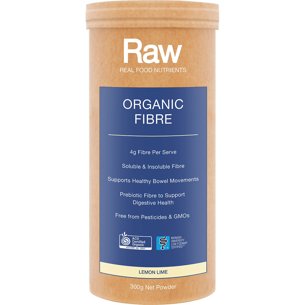 Amazonia Raw Organic Fibre Lemon Lime – 300g, front of pack