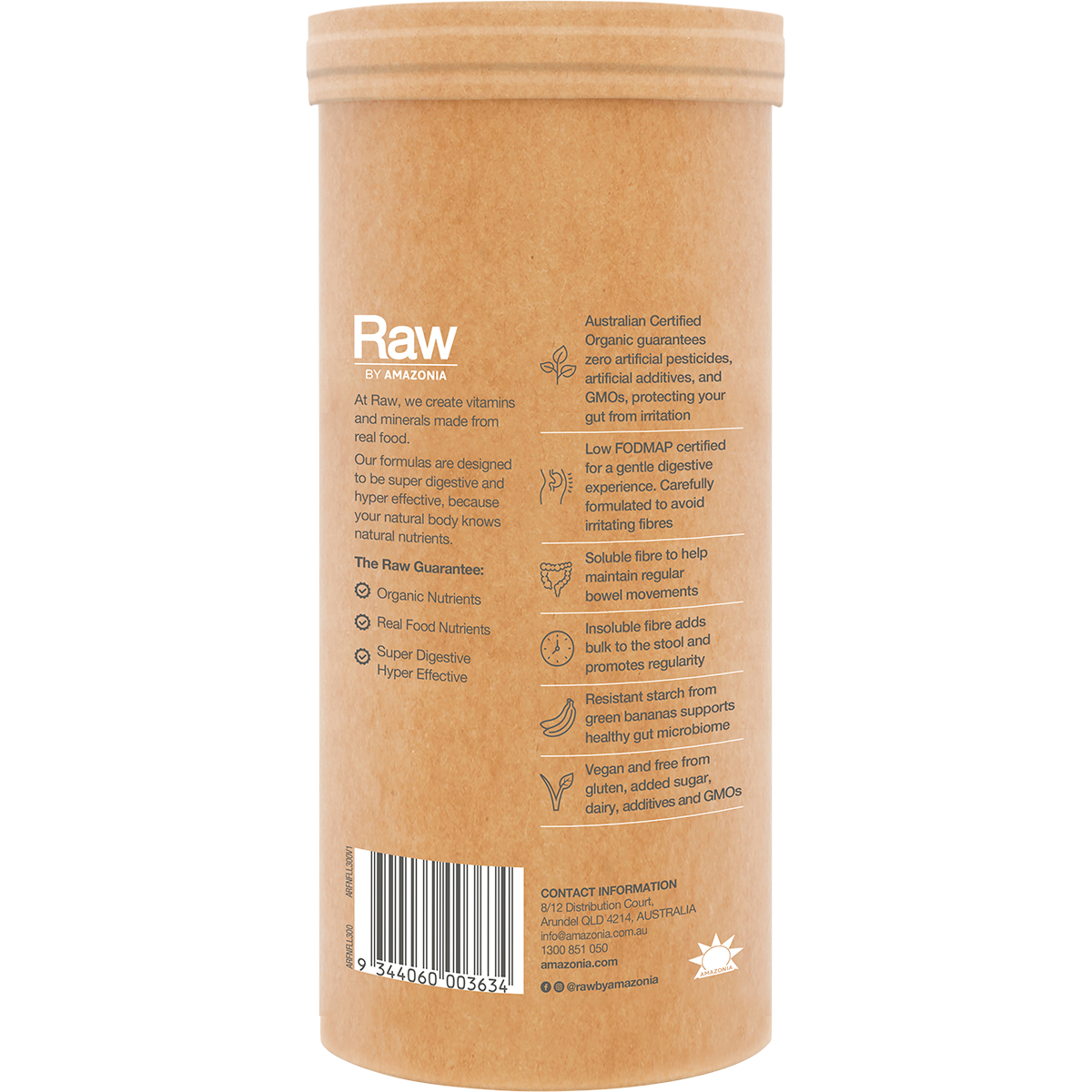Amazonia Raw Organic Fibre Lemon Lime – 300g, pack detail