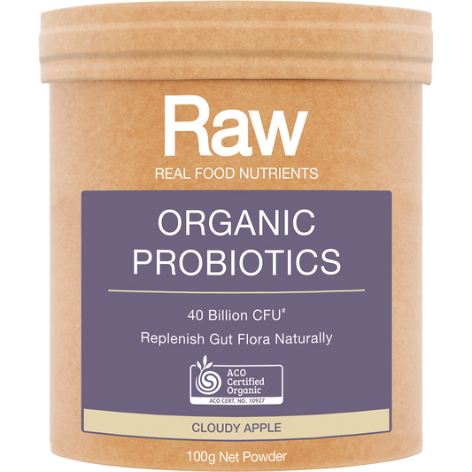 Amazonia Raw Organic Probiotics Cloudy Apple – 100g, front of pack