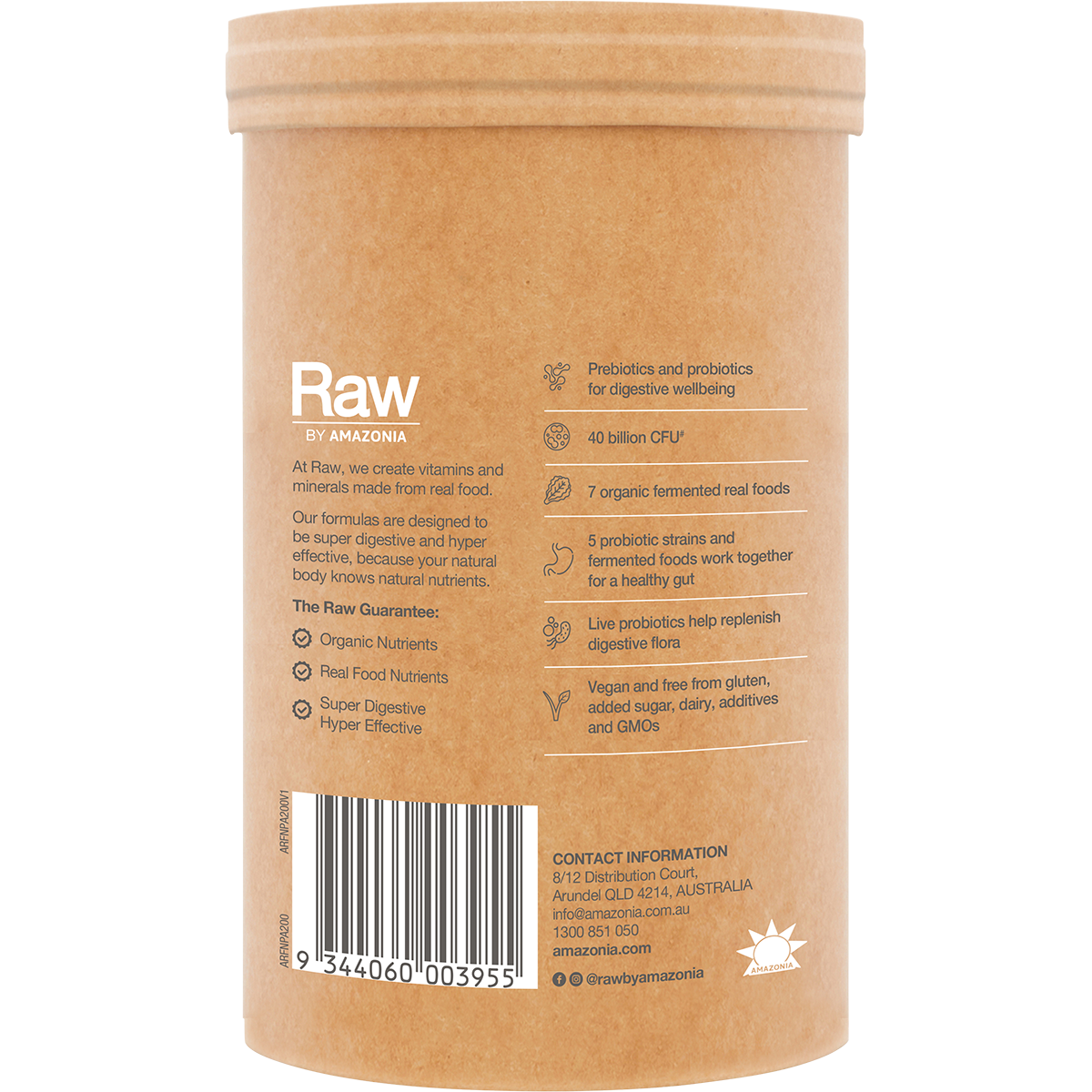 Amazonia Raw Organic Probiotics Cloudy Apple – 200g, pack detail