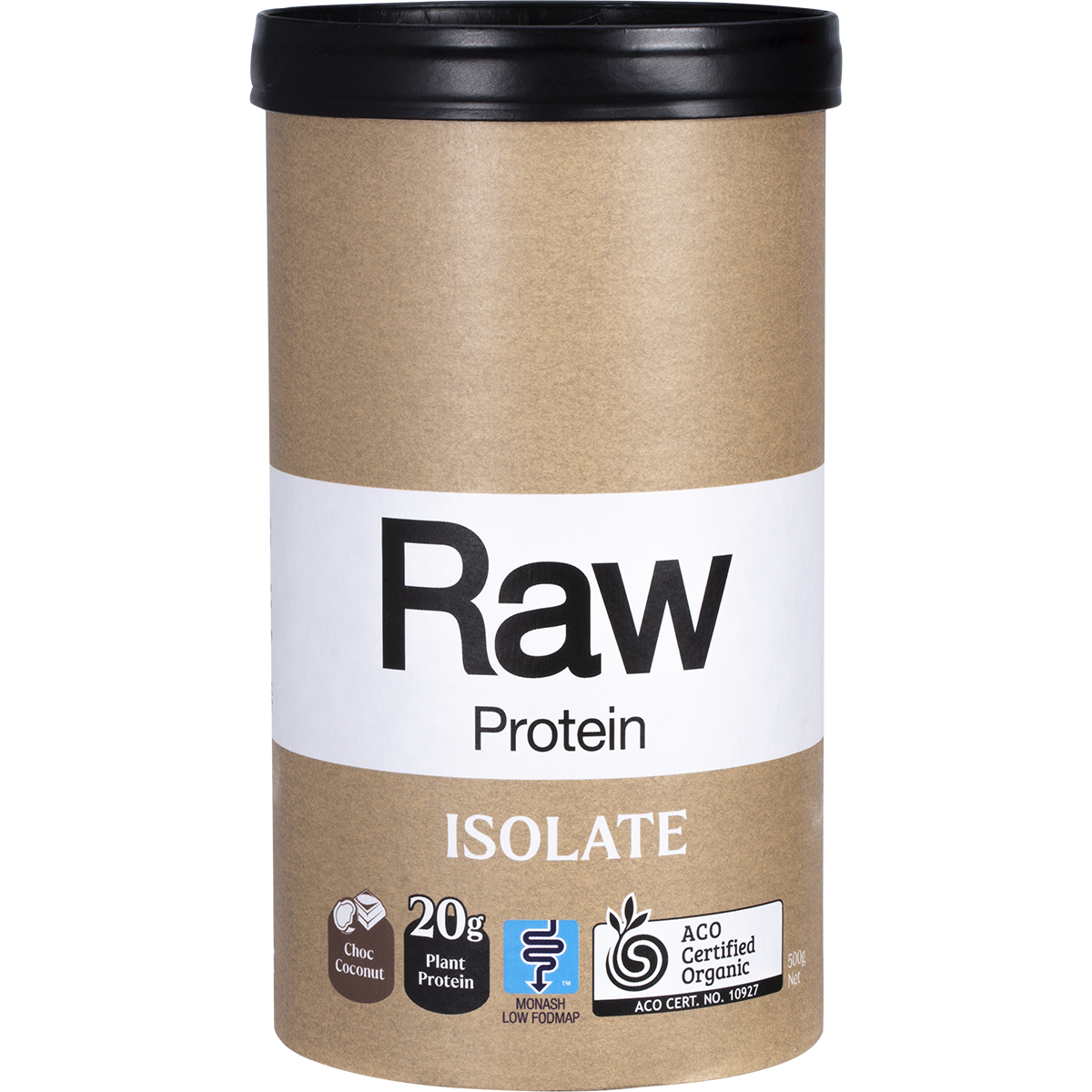 Amazonia Raw Protein Isolate Choc Coconut – 500g, front of pack